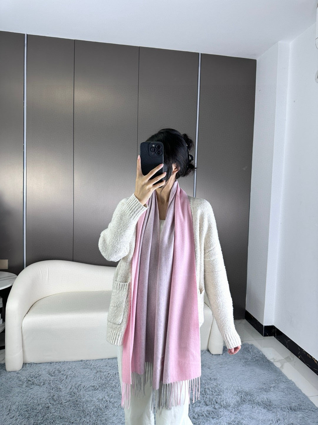 SCRAF 190 CM IN BLUSH PINK CASHMERE