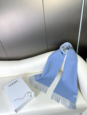 ANAGRAM SCARF 182 CM IN CERULEAN BLUE WOOL AND CASHMERE 408526