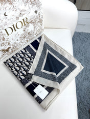 MONOGRAM SQUARE SCARF 140 CM IN BLACK MIX WHITE  CASHMERE AND SILK 413742