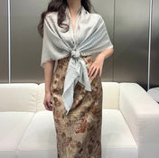 LV SCARF 120 CM IN WOOL MIX SILK 737300