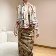 HERMES 25S SCARF 135 IN CASHMERE SILK 854592