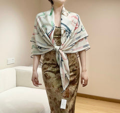 HERMES 25S SCARF 135 IN CASHMERE SILK 854593