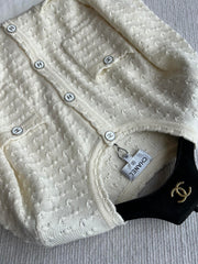 Chanel 25P Cardigan Beige Cashmere 220196