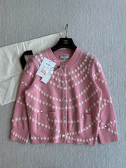 Chanel 25P Cardigan Pink Mix White Cashmere 229516