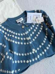 Chanel 25P Cardigan Dark Blue Mix White Cashmere 229517