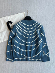 Chanel 25P Cardigan Dark Blue Mix White Cashmere 229517