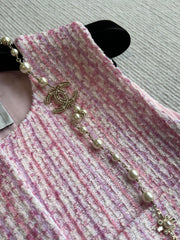 Chanel 25P Gilet Pink Cotton and Wool Tweed 235902