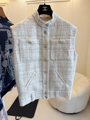 CC 2025 Vest Beige Apricot Tweed Fabric