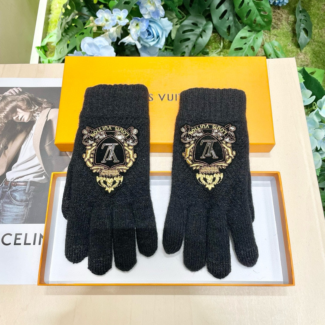 TOUCHSCREEN GLOVES IN BLACK WOOL 454593