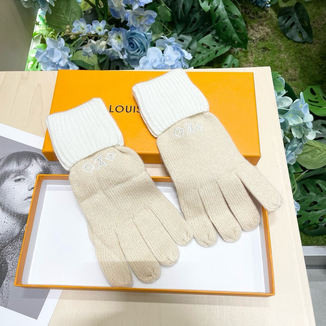GLOVES IN BEIGE CREAM MIX WHITE WOOL 458547