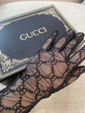 EMBROIDERED LACE MESH GLOVES BLACK 462433