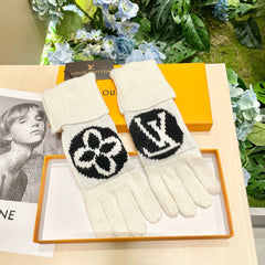 LV GLOVES IN WHITE MIX BLACK WOOL 464989