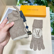 LV GLOVES IN DESERT BROWN WOOL 464990