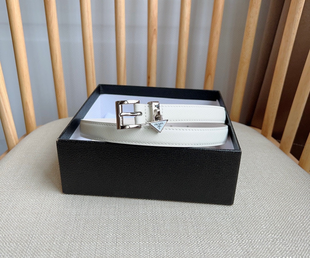 PRADA 25S BELT 15 MM IN WHITE CALFSKIN 571359