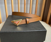 PRADA 25S BELT 20 MM IN BROWN CALFSKIN 571371