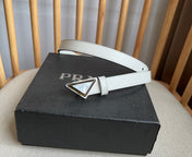 PRADA 25S BELT 20 MM IN WHITE CALFSKIN 571372