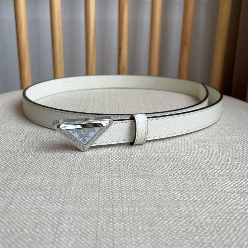 PRADA 25S BELT 20 MM IN WHITE CALFSKIN 571372