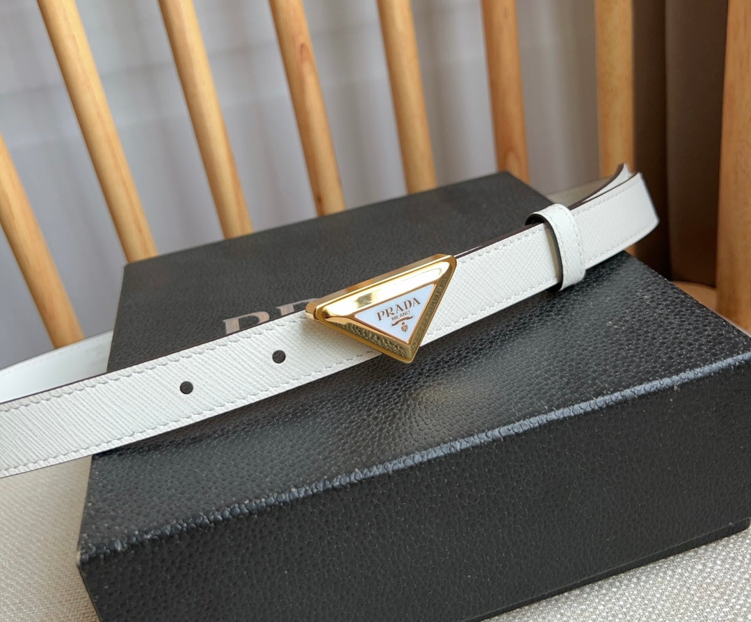 PRADA 25S BELT 20 MM IN WHITE CALFSKIN 571373