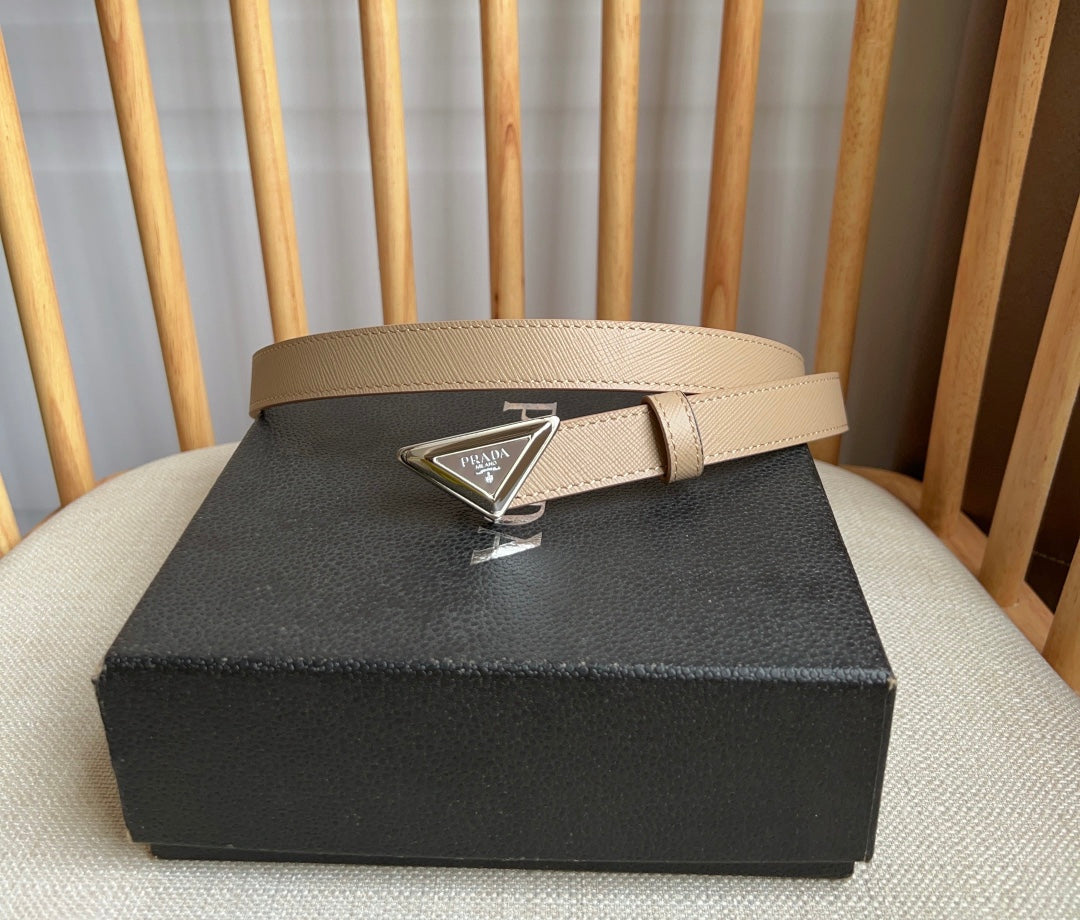 PRADA 25S BELT 20 MM IN BEIGE BROWN CALFSKIN 571383