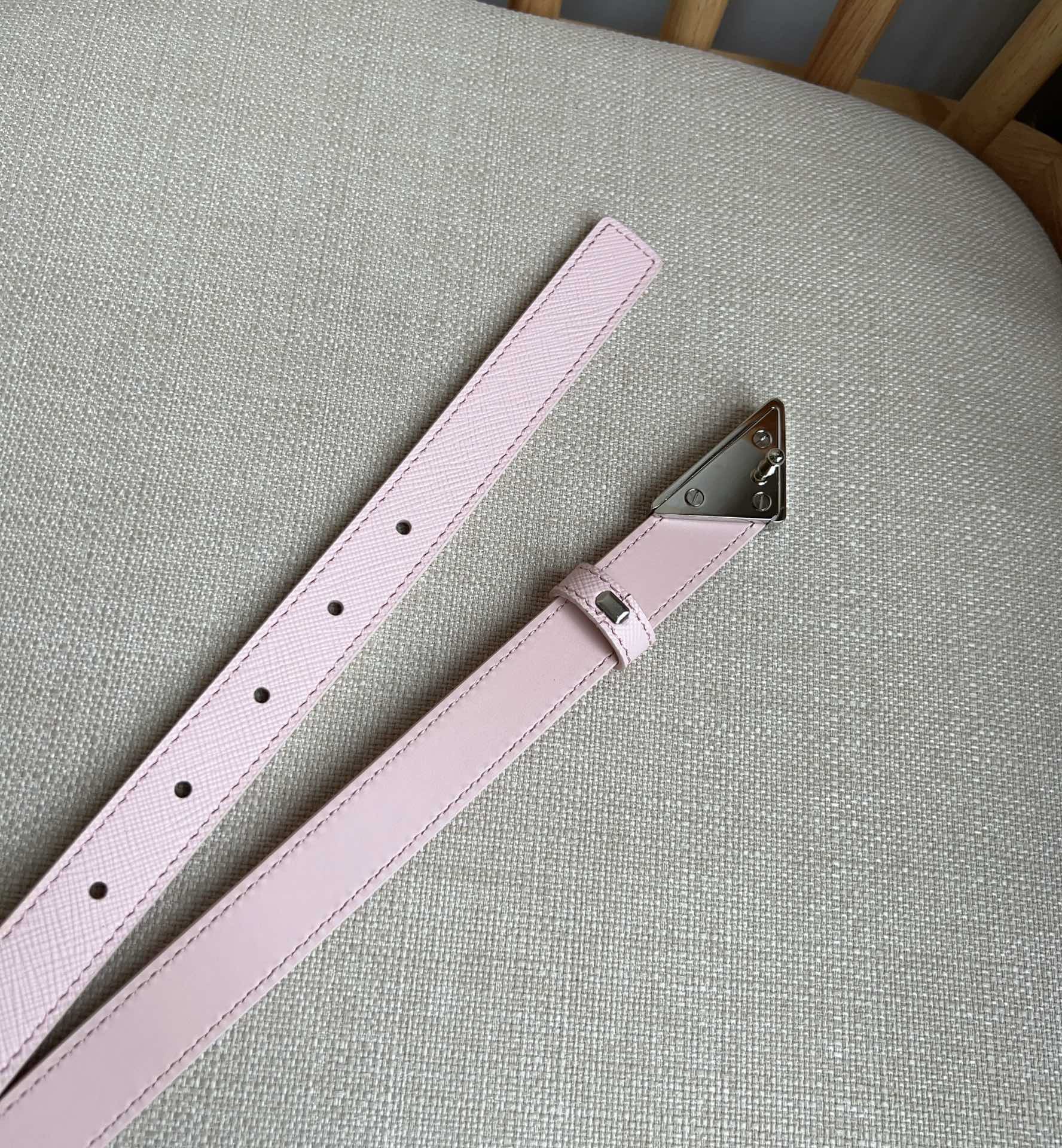 PRADA 25S BELT 20 MM IN LIGHT PINK CALFSKIN 571386