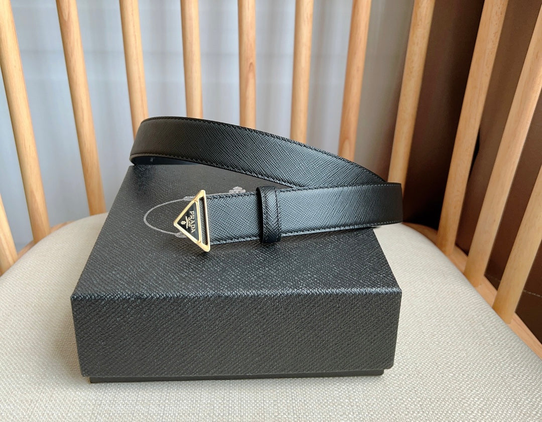 PRADA 25S BELT 30 MM IN BLACK CALFSKIN 595009