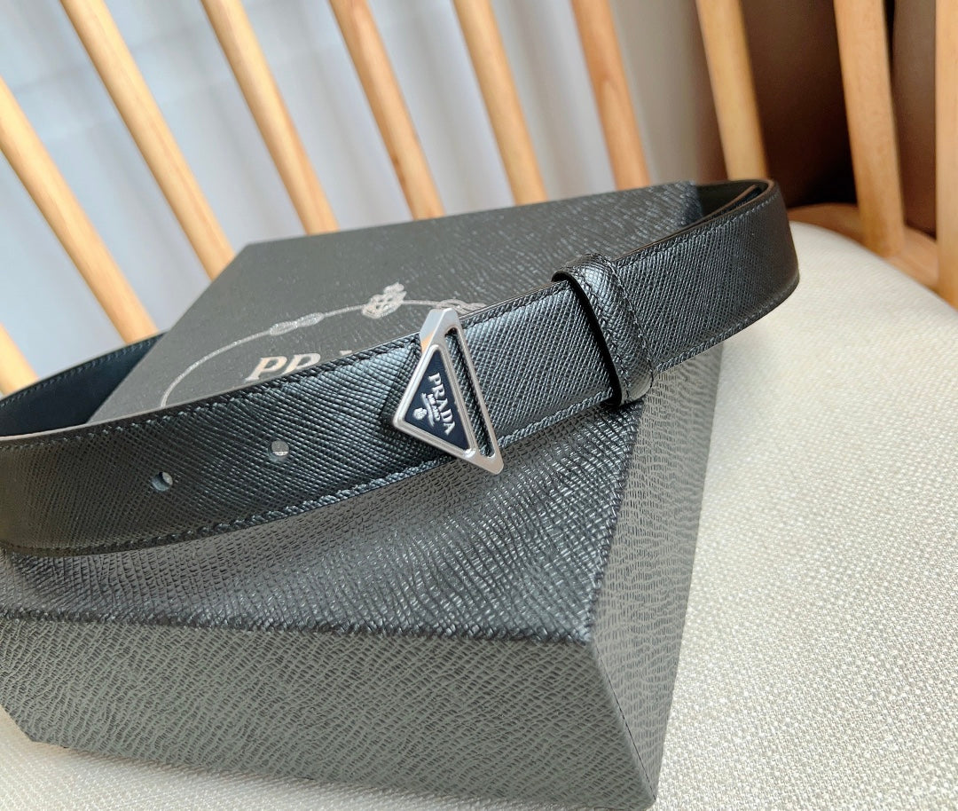 PRADA 25S BELT 30 MM IN BLACK CALFSKIN 595010
