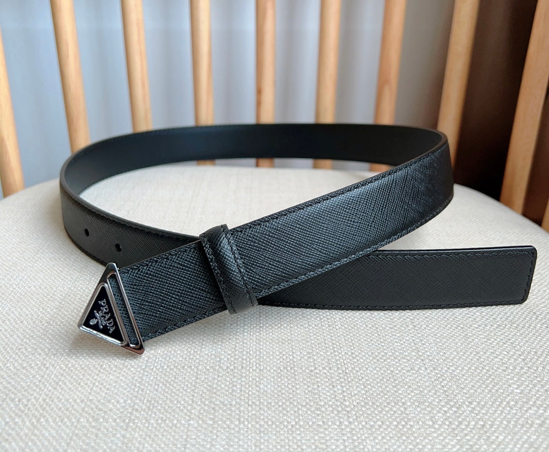 PRADA 25S BELT 30 MM IN BLACK CALFSKIN 595010