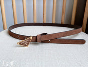 PRA TRIANGLE LOGO BELT IN BROWN SUEDE