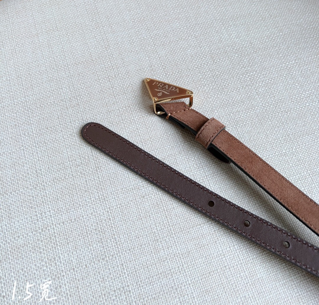 PRA TRIANGLE LOGO BELT IN BROWN SUEDE