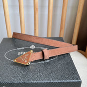 PRA TRIANGLE LOGO BELT IN BROWN SUEDE