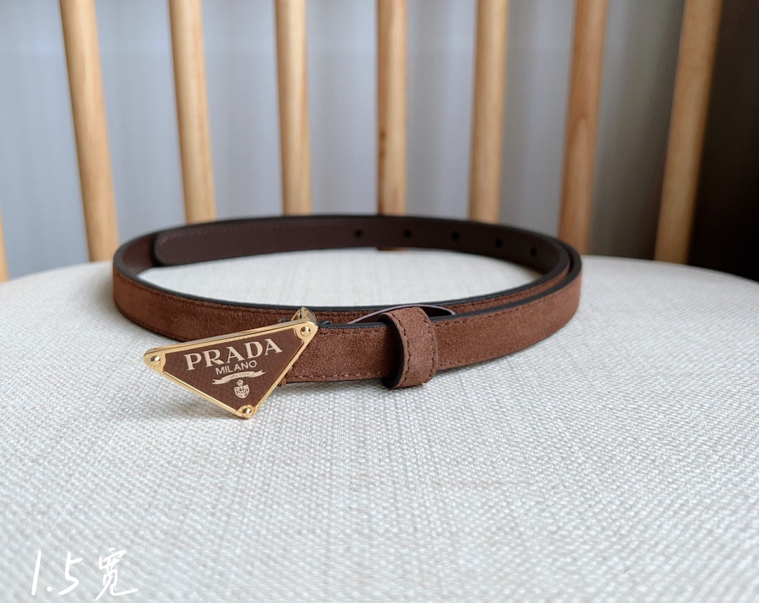 PRA TRIANGLE LOGO BELT IN BROWN SUEDE