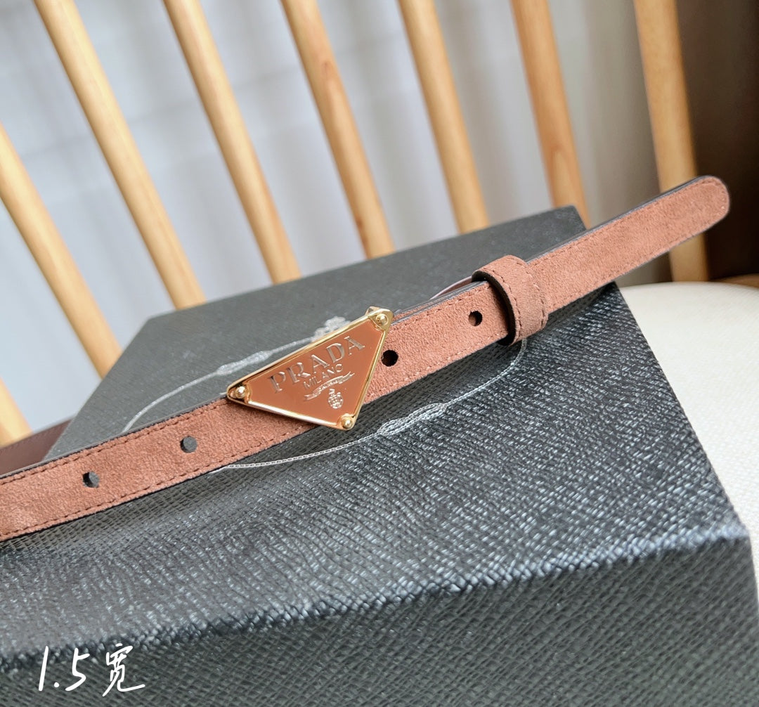 PRA TRIANGLE LOGO BELT IN BROWN SUEDE