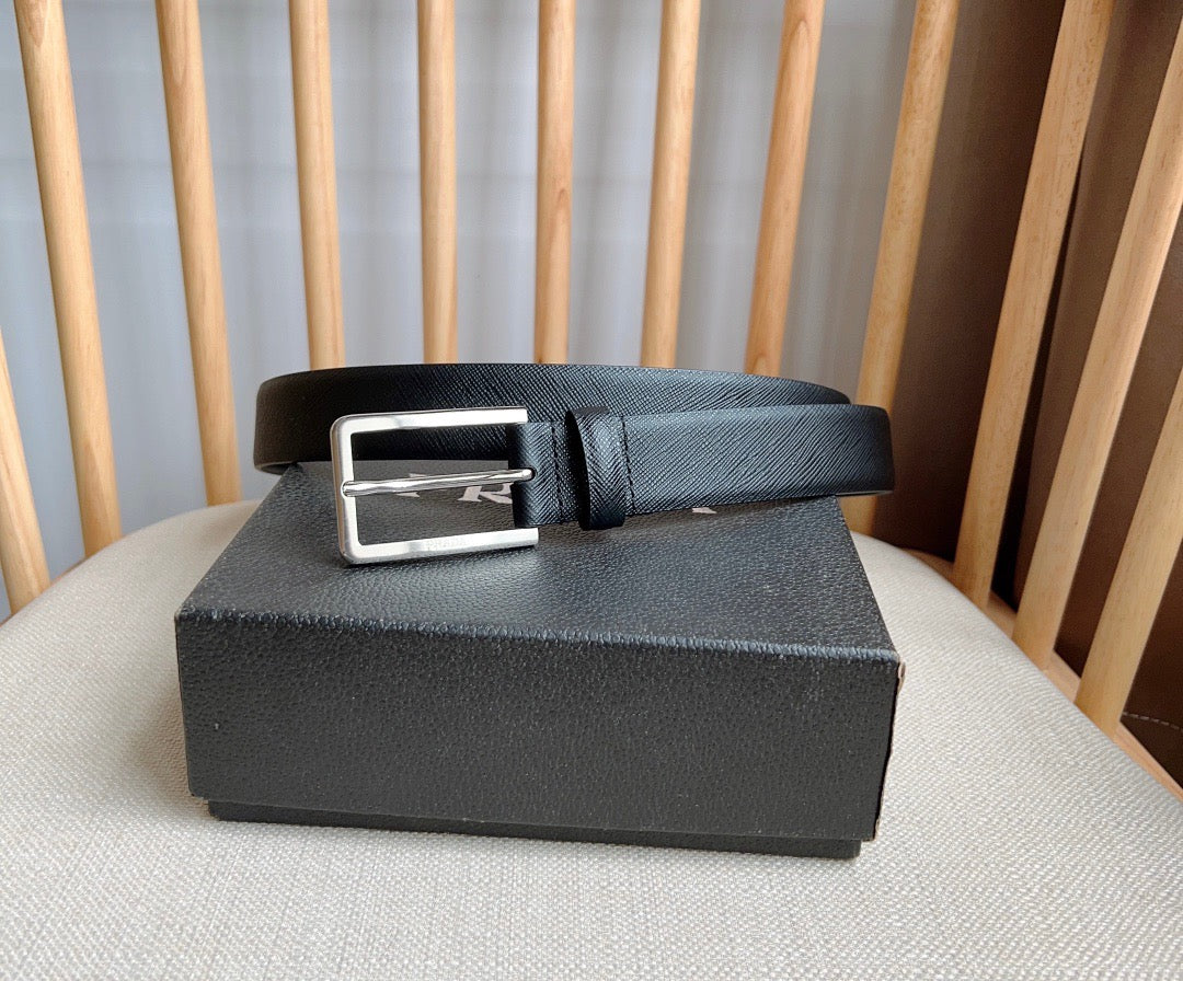 PRADA 25S BELT 30 MM IN BLACK CALFSKIN 585794