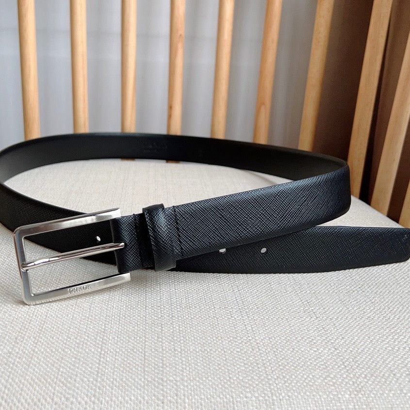 PRADA 25S BELT 30 MM IN BLACK CALFSKIN 585794