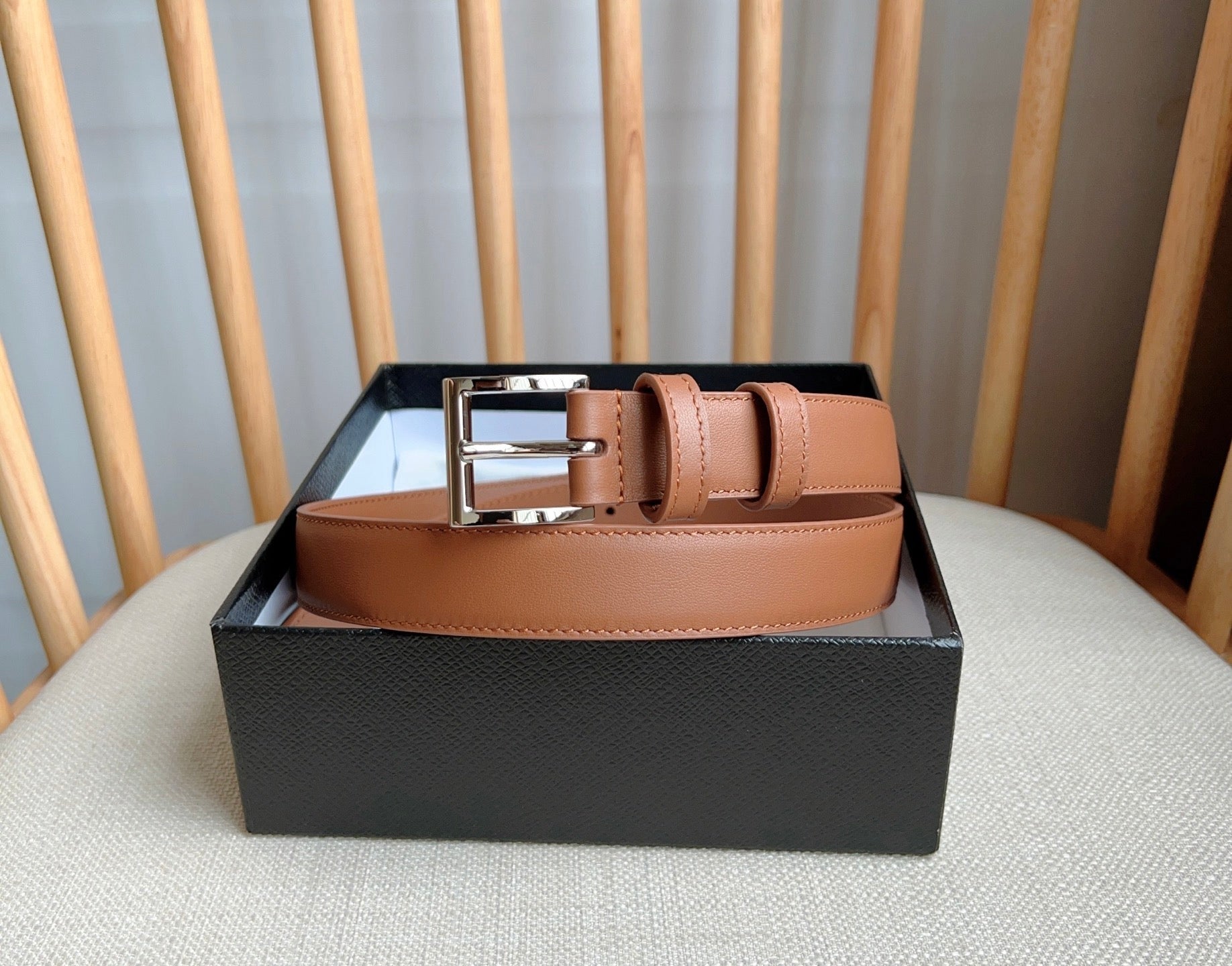 PRADA 25S BELT 25 MM IN BROWN CALFSKIN 585798