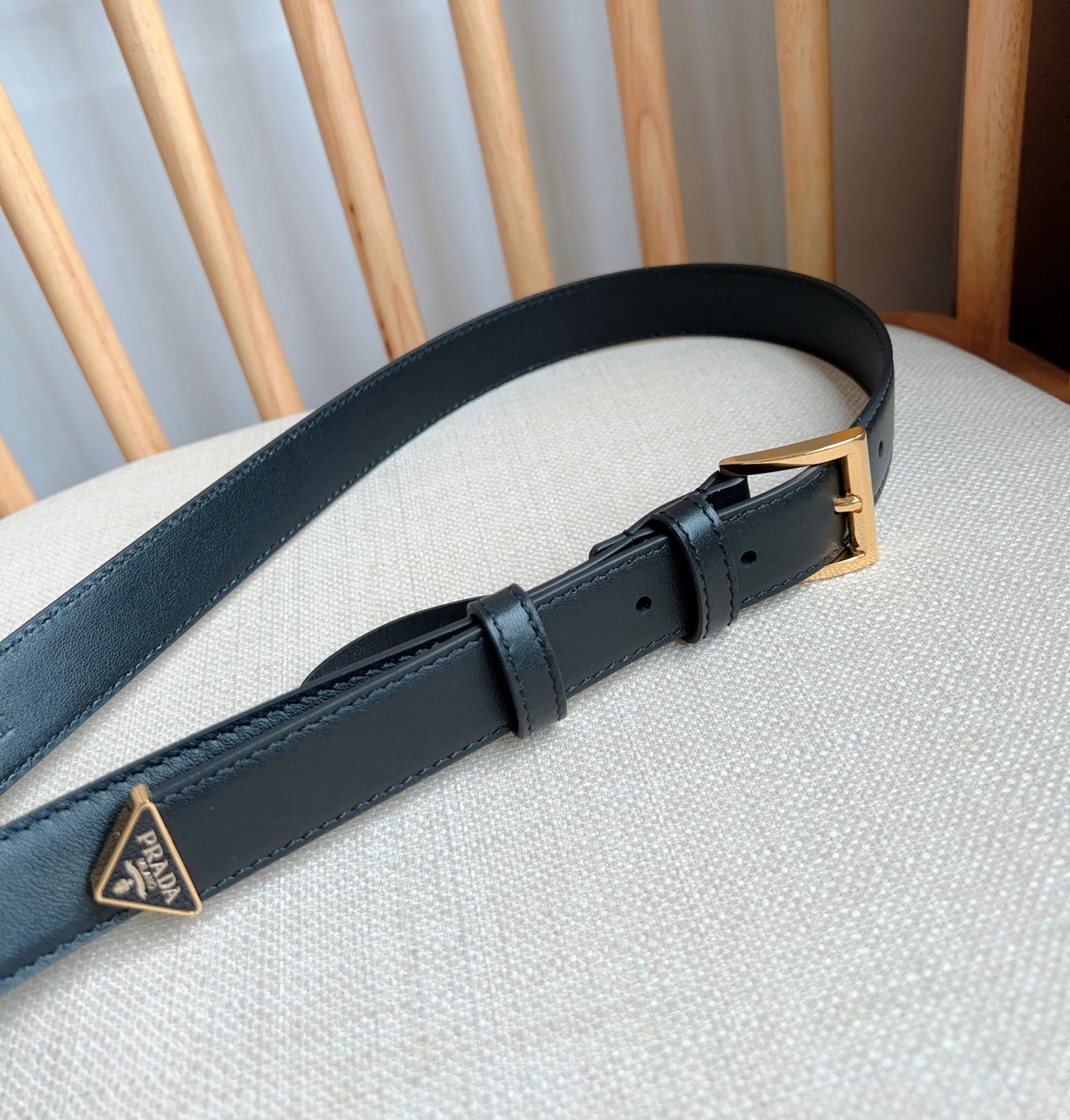 PRADA 25S BELT 25 MM IN BLACK CALFSKIN 585801