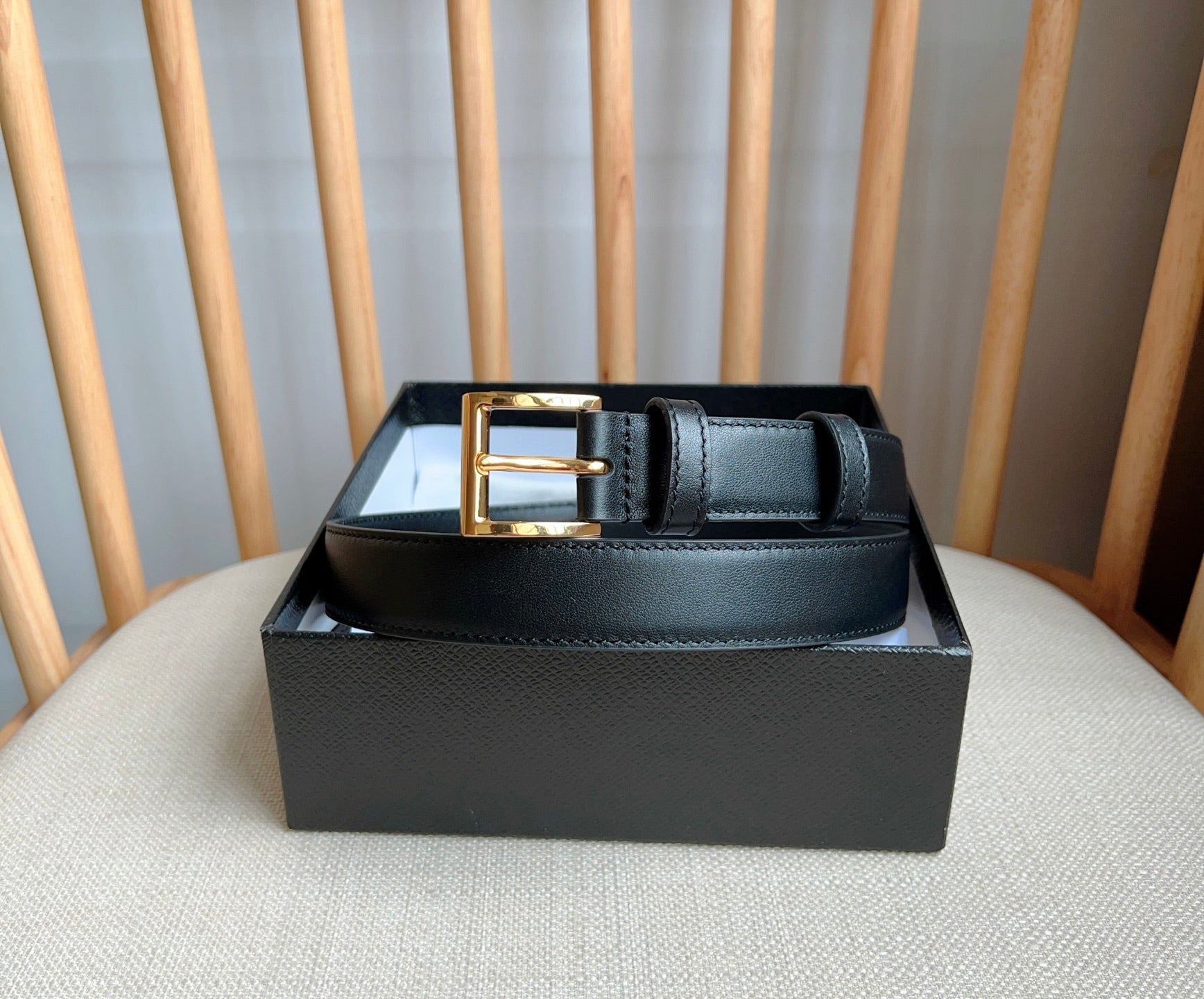 PRADA 25S BELT 25 MM IN BLACK CALFSKIN 585801