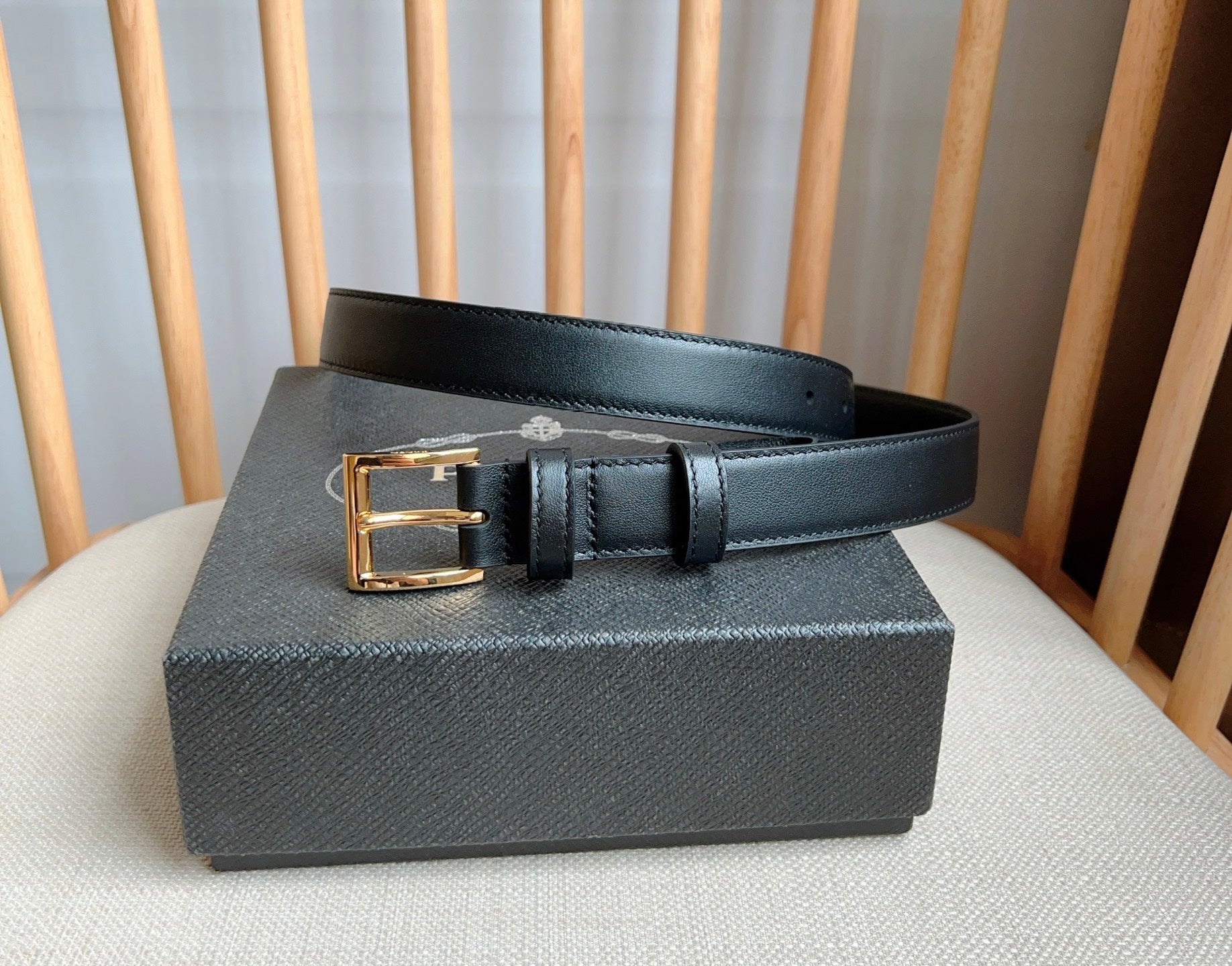 PRADA 25S BELT 25 MM IN BLACK CALFSKIN 585801