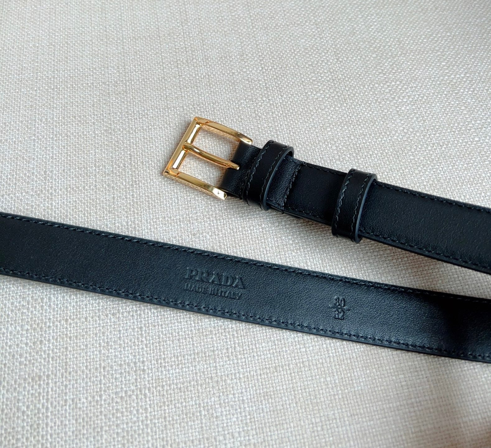 PRADA 25S BELT 25 MM IN BLACK CALFSKIN 585801