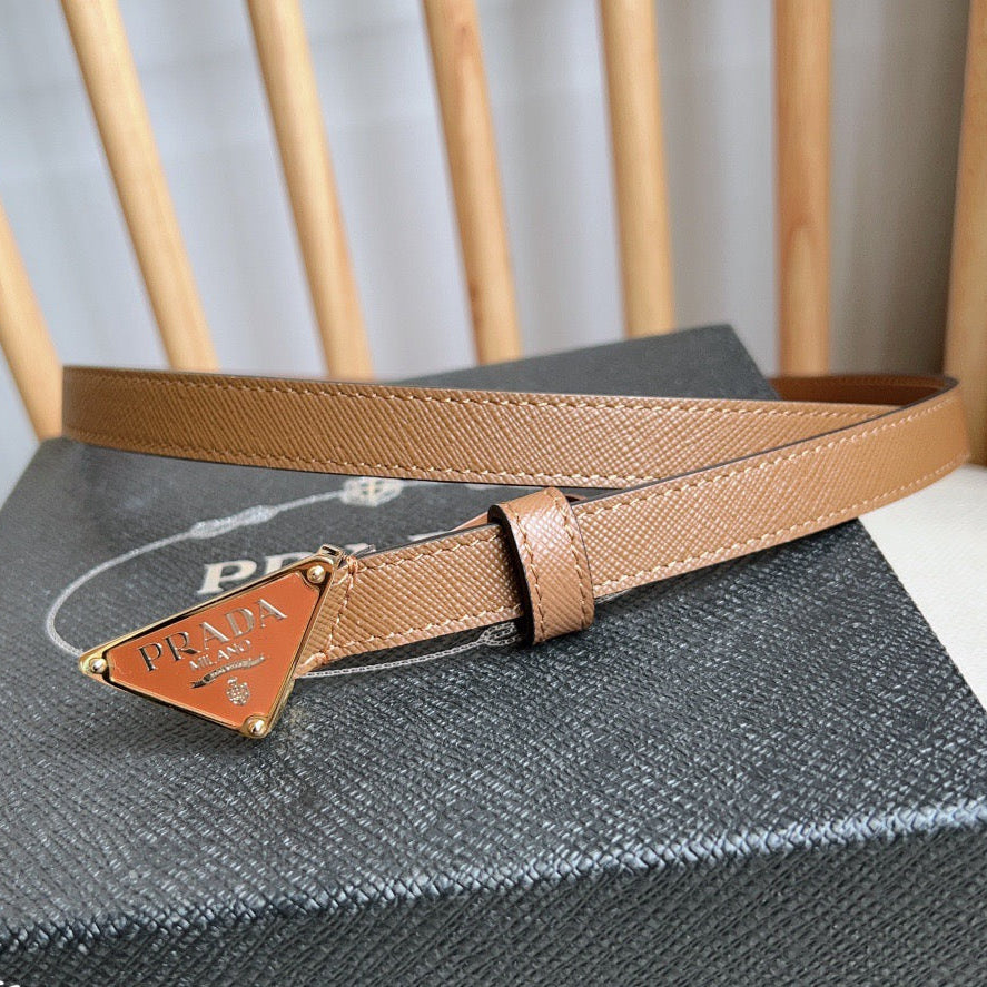 PRADA 25S BELT 15 MM IN BROWN CALFSKIN 598408