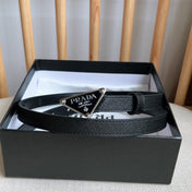 PRADA 25S BELT 15 MM IN BLACK CALFSKIN 598409