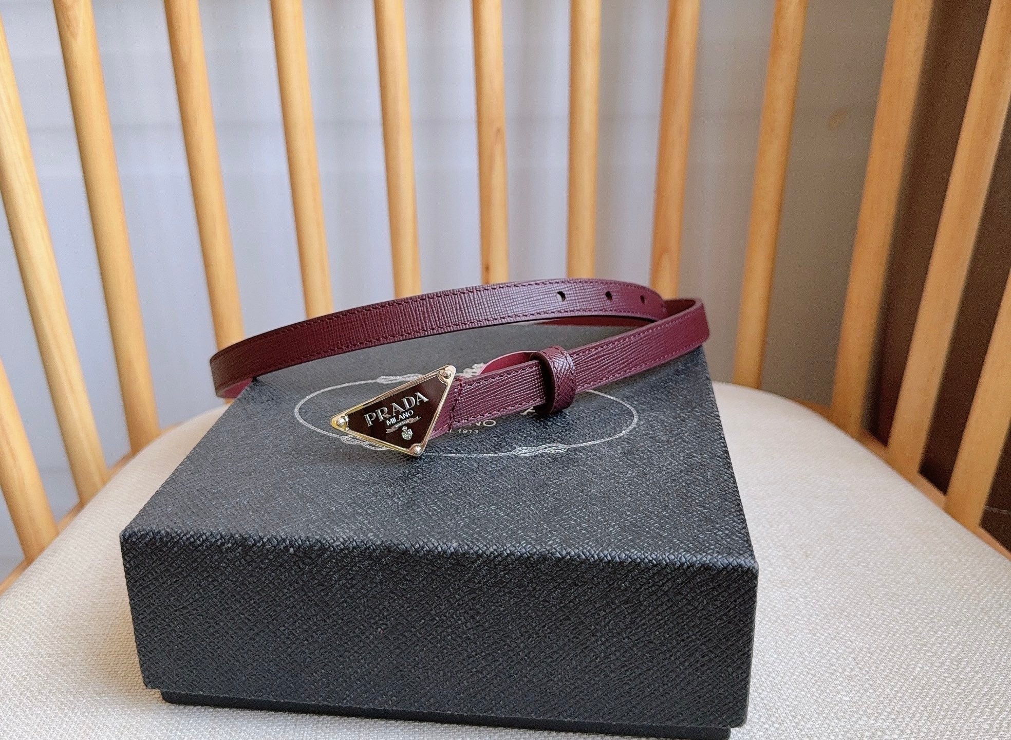 PRADA 25S BELT 15 MM IN RED CALFSKIN 598411