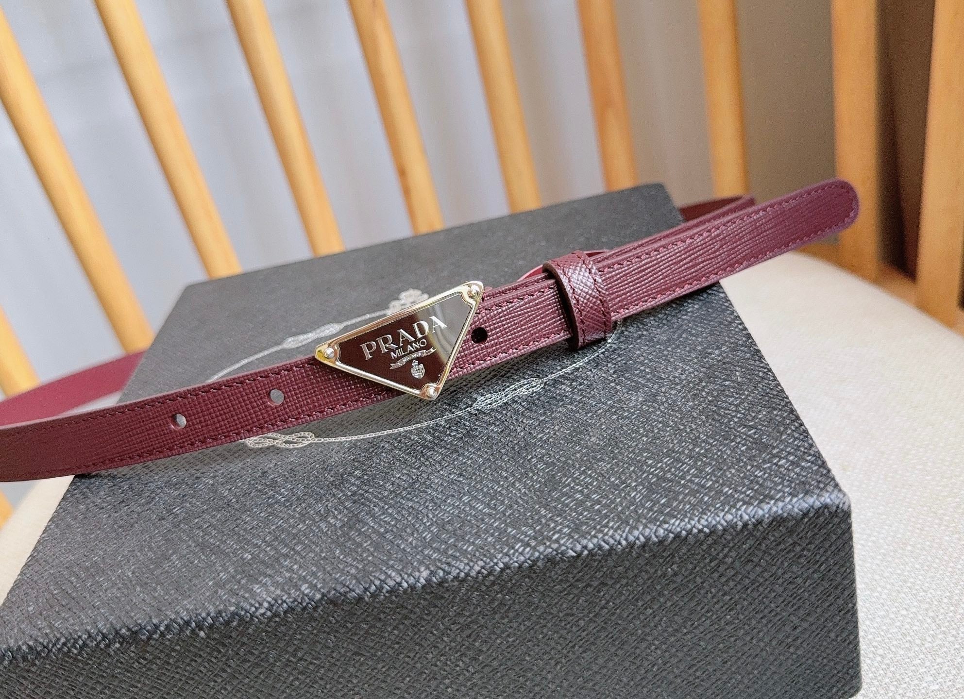 PRADA 25S BELT 15 MM IN RED CALFSKIN 598411