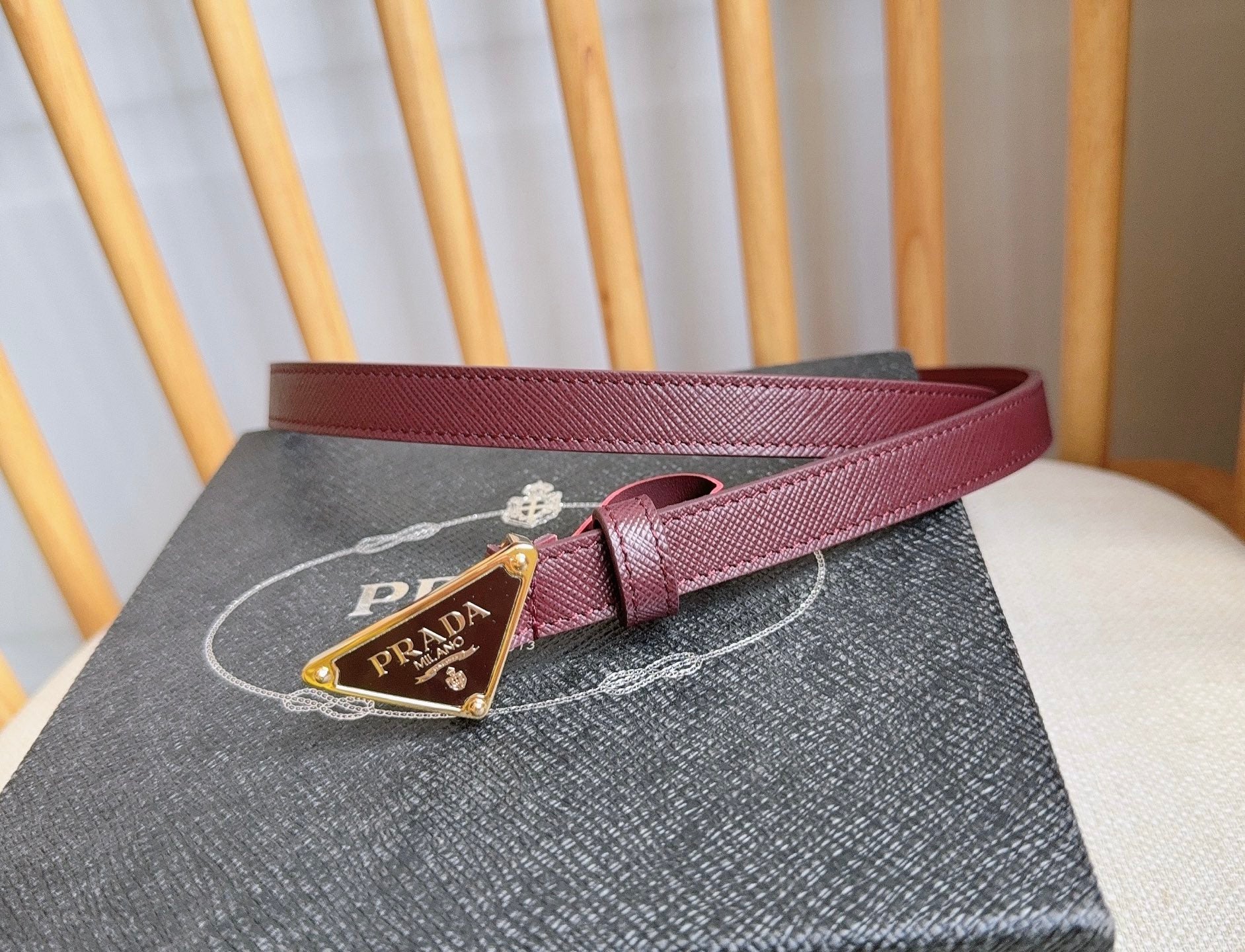 PRADA 25S BELT 15 MM IN RED CALFSKIN 598412