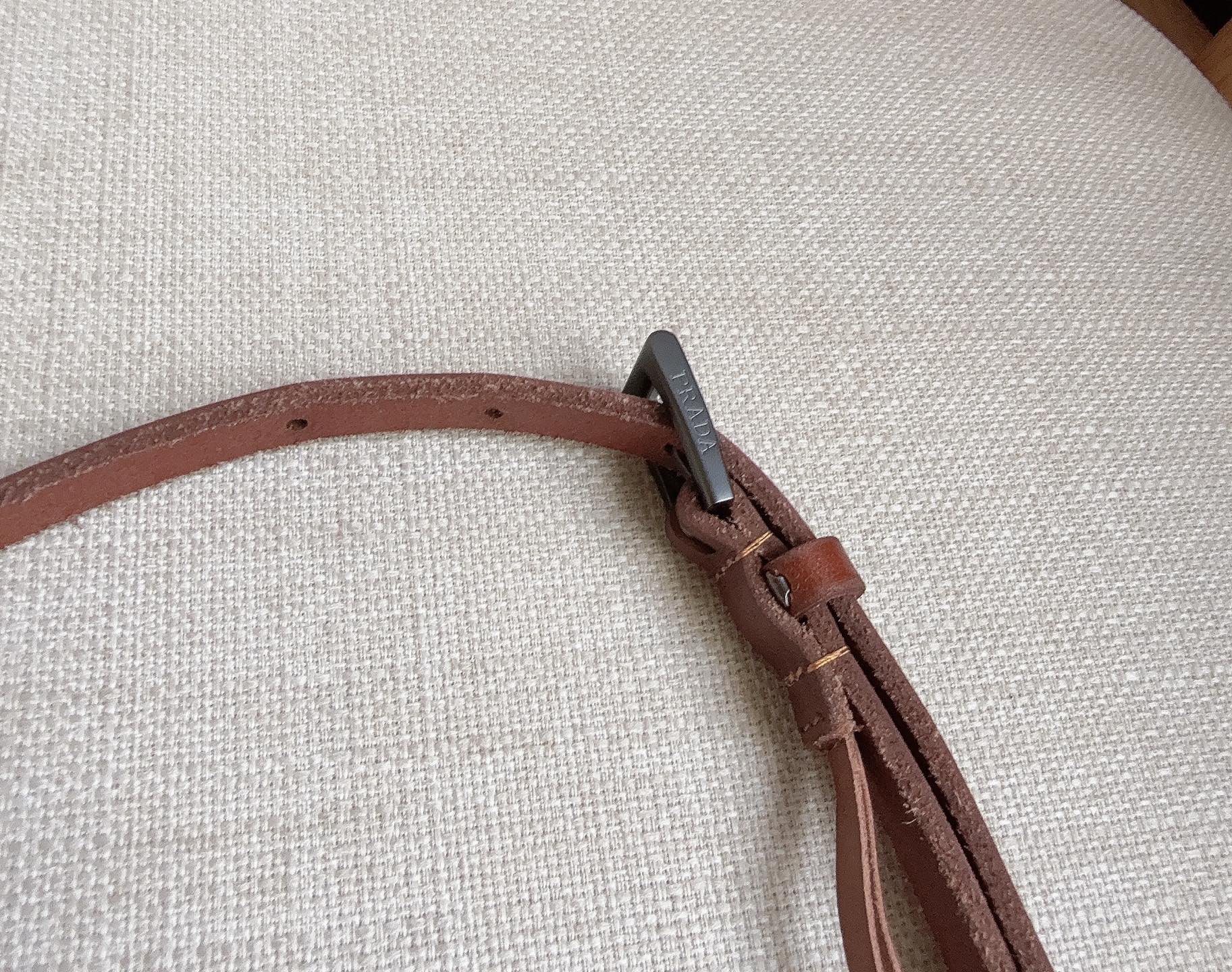PRADA 25S BELT 10 MM IN REDDISH BROWN CALFSKIN 598368