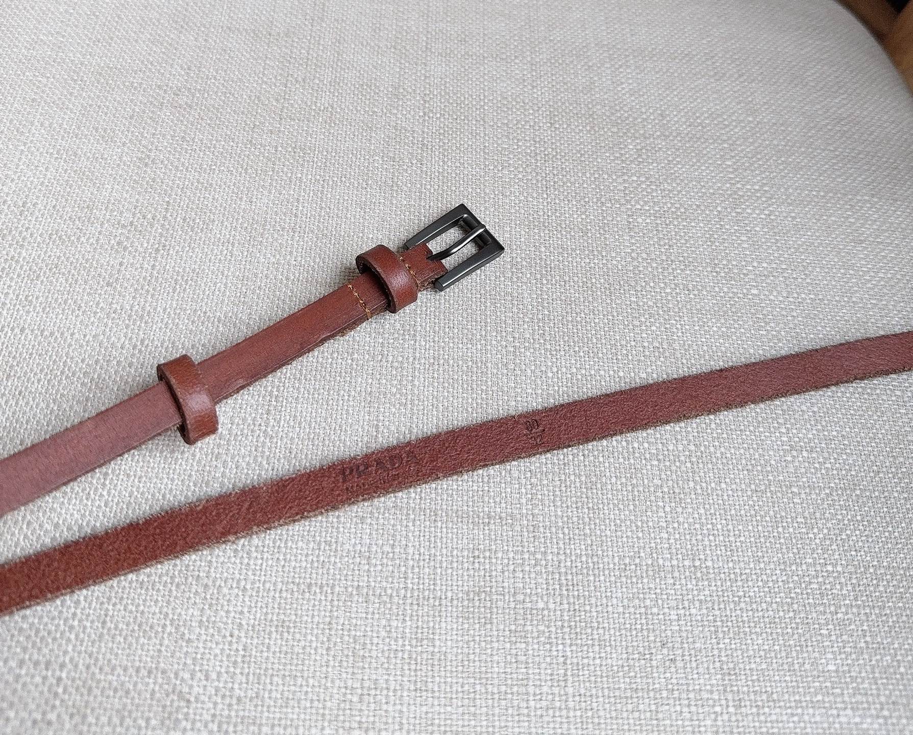 PRADA 25S BELT 10 MM IN REDDISH BROWN CALFSKIN 598368