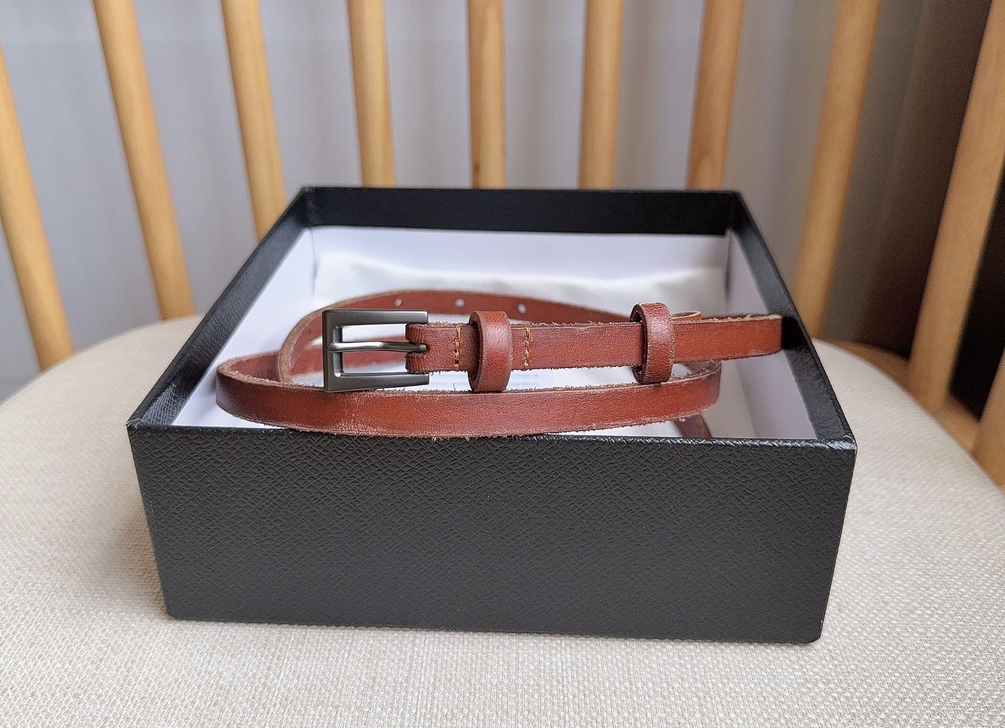 PRADA 25S BELT 10 MM IN REDDISH BROWN CALFSKIN 598368