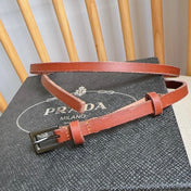 PRADA 25S BELT 10 MM IN REDDISH BROWN CALFSKIN 598368