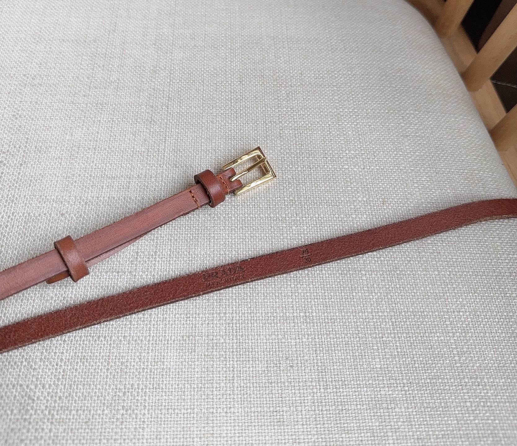 PRADA 25S BELT 10 MM IN REDDISH BROWN CALFSKIN 598369