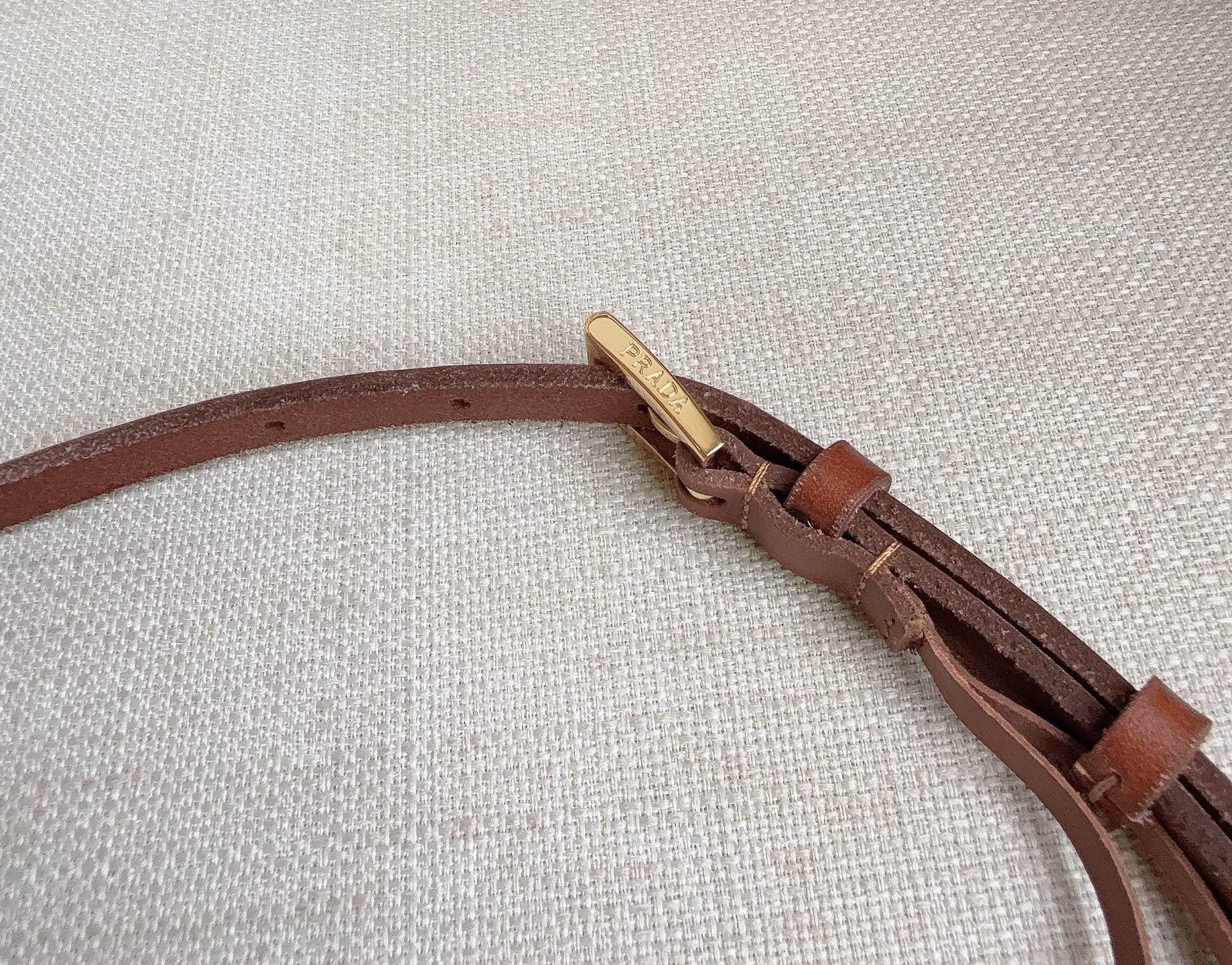 PRADA 25S BELT 10 MM IN REDDISH BROWN CALFSKIN 598369